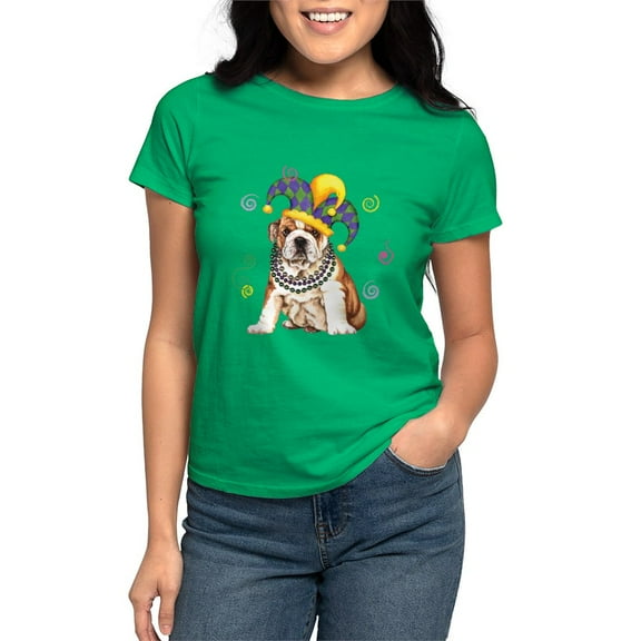 CafePress - Party Bulldog Women's Dark T Shirt - Women's Traditional Fit Dark T-Shirt