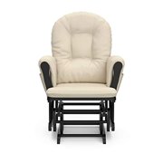 Storkcraft Hoop Glider and Ottoman Black with Beige Cushions