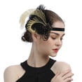 thumbnail image 4 of Hontri Heardband in Sale, 1920S Modern Headband Black Feather Headdress Rhinestone Headband Women's Cocktail Headwear 1Pc Hair Tie Black, 4 of 6