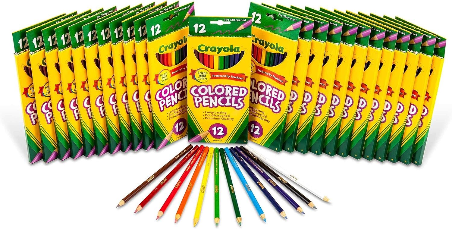Lápices de Colores Crayola al por Mayor, Preafilados, Útiles Escolares al por Mayor para Maestros, 12 Colores Surtidos, Paquete de 24 5