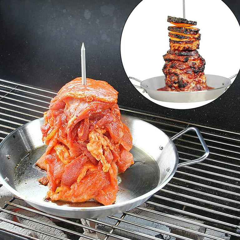 Vertical Meat Rack Barbecue Accessories with 3 Removable Spikes