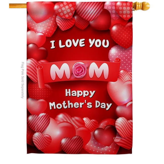 Ornament Collection H192447-BO Love You Mom Family Mother Day 28 x 40 in. Double-Sided Decorative Vertical House Flags for Decoration Banner Garden Yard Gift