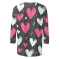 thumbnail image 2 of Yteetum Valentines Gifts 3/4 Length Sleeve Womens Tops Oversized Crewneck Valentine's Day Graphic Printed Short Sleeve T Shirt Womens Casual Round Neck Loves Heart Print Three Quarter Sleeve Shirts, 2 of 6
