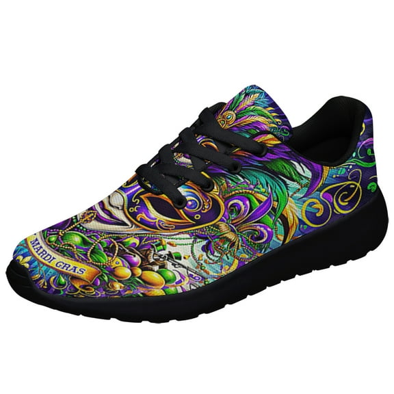 Mardi Gras Masquerade Beads Shoes Sneakers Black Size 3.5