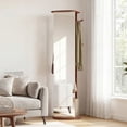 thumbnail image 4 of Costway Full Length Mirror Coat Rack Solid Wood Standing Mirror w/Clothes Hanger  Walnut, 4 of 10