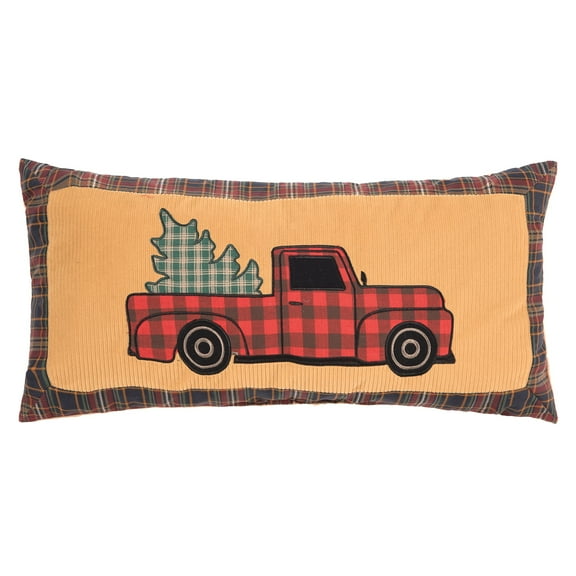 Wild Wood For Truck Applique Christmas Throw Pillow, 12" x 24"