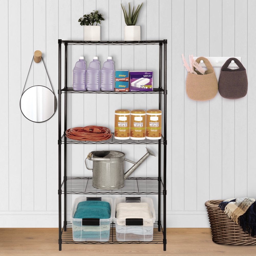 Impressions MultiPurpose 5Shelf Black Wire Shelving Unit Walmart