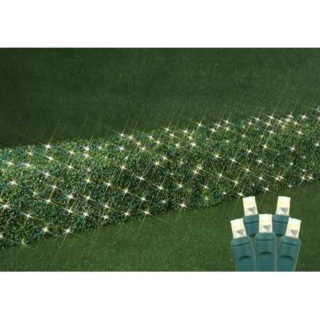 Christmas Novelty Novelty Lights 100 Light Commercial Grade Christmas LED Net Light Set, Warm White, Green Wire, 2' X 10' ()