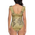 thumbnail image 6 of Yiaed Vintage World Map Print Women's Ruffled One Piece Swimsuit V Neck Swimwear Slimming Monokini for Woman-XX-Large, 6 of 8