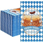 100 Pcs Oktoberfest Paper Napkins 3-Ply Disposable Bavarian Blue and White Checkered Napkins Oktoberfest Luncheon Beverage Napkins for Oktoberfest Decorations Party Supplies Beer Holiday Table Decor