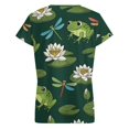 thumbnail image 6 of Green Frogs Dragonflies Lily Pads Pond Life Women's Blouse Short Sleeve Women's Top T-Shirt Spring Summer Clothes, 6 of 7