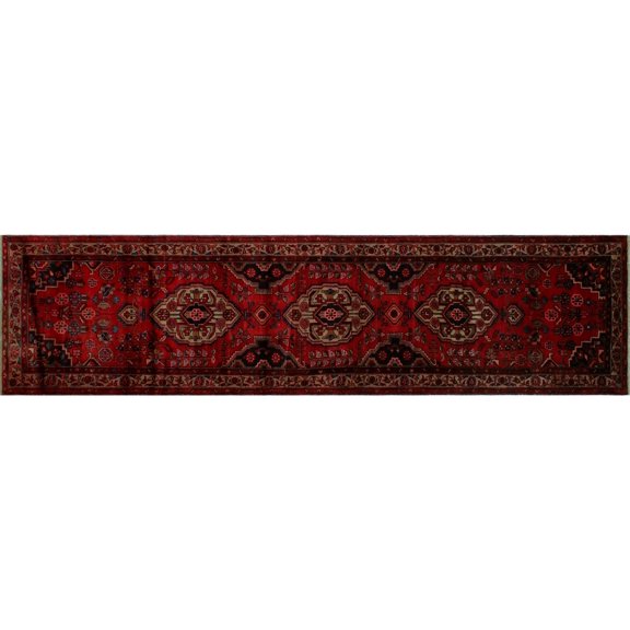 Semi Antique Farida Red/Blue Rug, 3'5" x 14'0"
