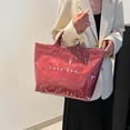 thumbnail image 5 of Soft Glossy PVC Tote Bag for Women, Red, Lightweight Large Handbag for Daily Shopping Commute, 5 of 7