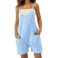 thumbnail image 2 of Loose Fit Solid Color Overalls,Women Overall Shorts Summer Rompers Baggy Overalls Short with Pockets, 2 of 5