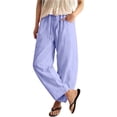 thumbnail image 6 of Women's Baggy Wide Leg Palazzo Pants Harem Pants Petite Linen Pants Drawstring Boho Barrel Sweatpants Summer Casual Flowy Breathable Trousers Beach Vacation, Spring Summer Fall, Purple L, 6 of 9