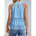 thumbnail image 4 of Women'S Layered Ruffle Hem Sleeveless Halter Chiffon Blouse Flowy Tank Tops  Blue XL, 4 of 7