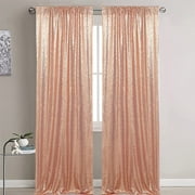 WISPET Rose Gold Sequin Backdrop Curtains 2 Panels 2FTx8FT Glitter Rose Gold Drapes Photo Backdrop Party Wedding Baby