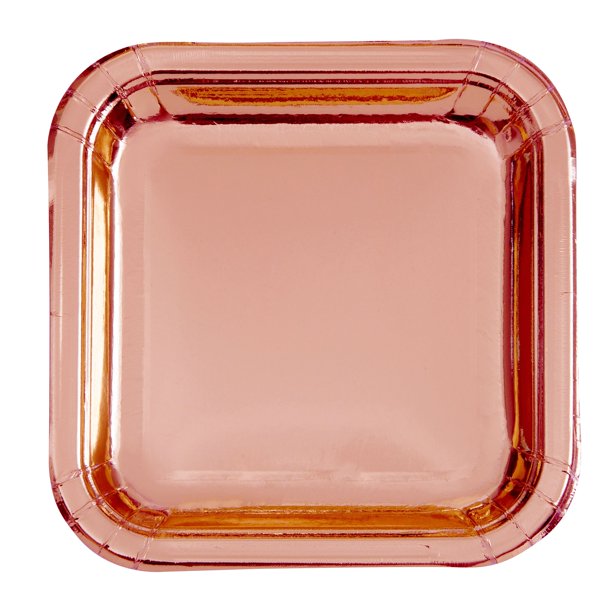 Foil Rose Gold Paper Dessert Plates, 7in, 10ct