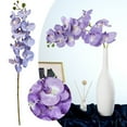 2 Stems Lavender Silk Stem Artificial Orchid Flowers For DIY Wedding ...