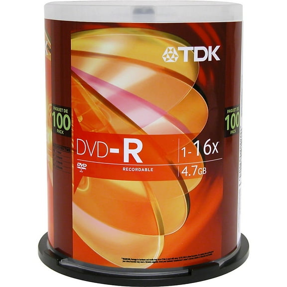 TDK - 100 x DVD-R - 4.7 GB (120min) 16x - silver - spindle