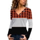 thumbnail image 1 of Camiseta holgada de punto para mujer, Tops de manga larga con cuello en V, empalme de botones, ropa informal de algodón, Color sólido, otoño, 1 of 5