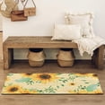 thumbnail image 3 of Yellow Chevron Green Leaf Sunflower Pattern Bathroom Rugs Mat,Non Slip Microfiber Bathroom Rug,Rubber Backing,Soft Bathroom Mats for Bathroom Floor,Tub and Shower,47x17in(120x43cm), 3 of 4