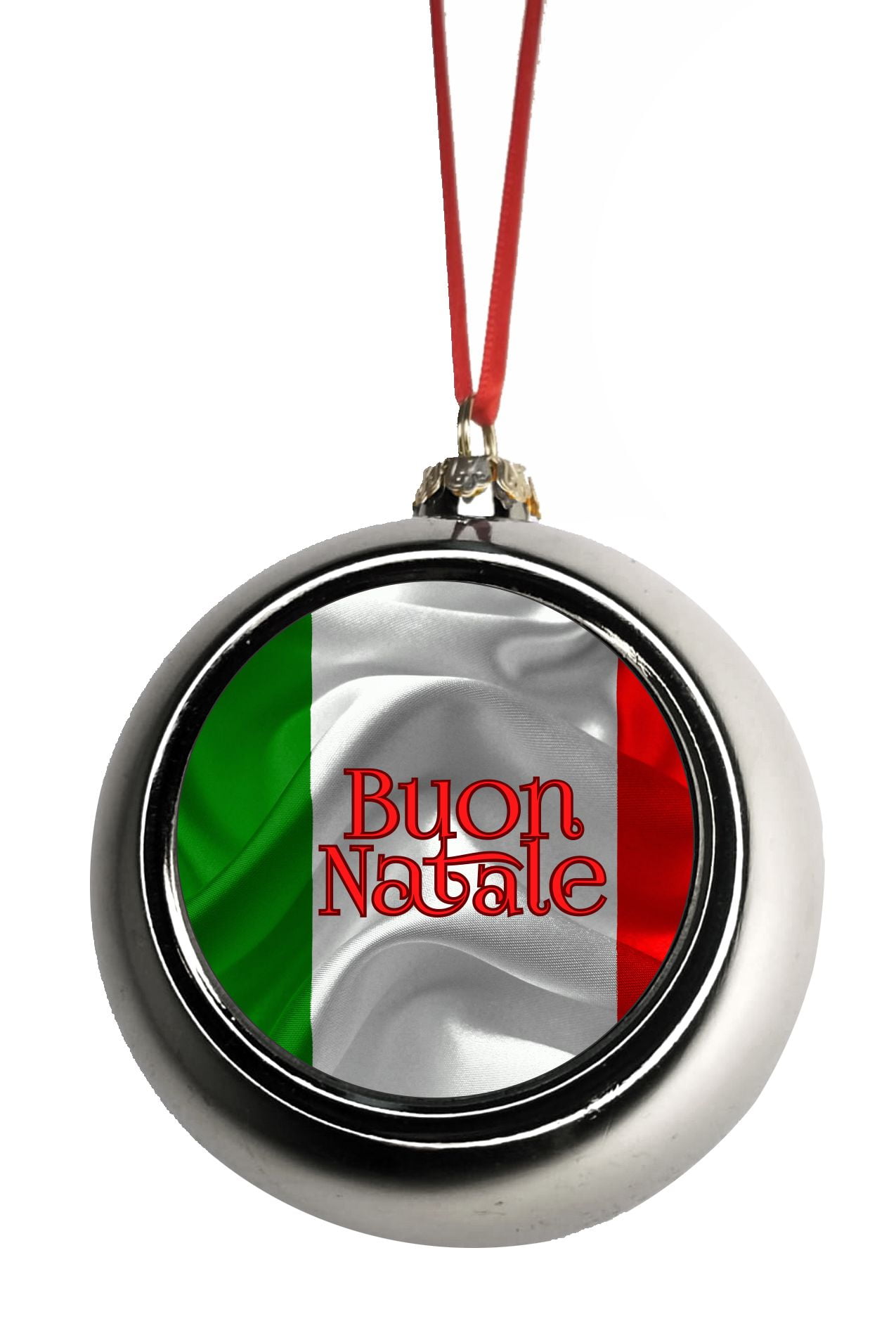 Buon Natale Yard Sign.Flag Italy Buon Natale Ornaments Silver Bauble Christmas Ornament Balls Walmart Com Walmart Com