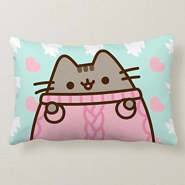 Pusheen-funda de almohada de dibujos animados para sala de estar, cubierta de cojín con estampado bonito para coche, decoración del hogar, regalos de navidad