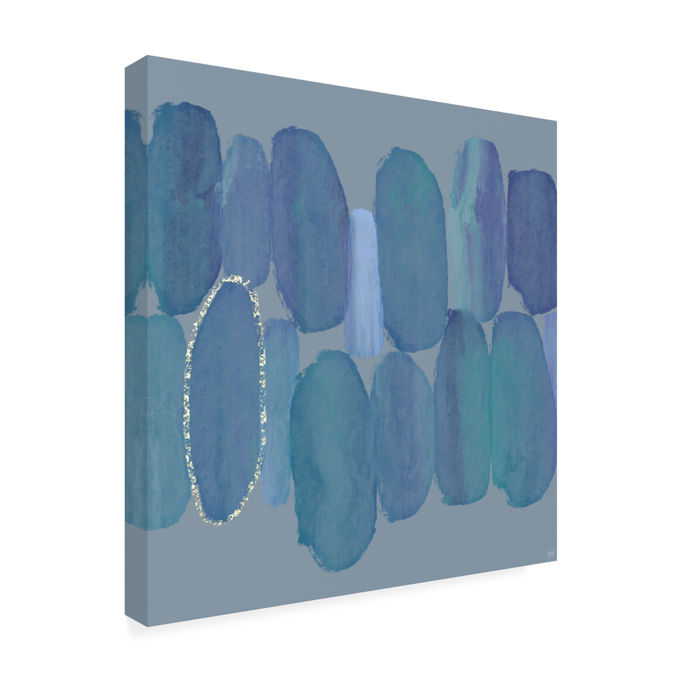 Canvas Wall Art - Line and Brush 'Textured Ovals 2' Wall Art for Living Room, Bedroom, or Office Décor by Trademark Fine Art - 24 x 24 Inches