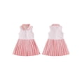 thumbnail image 2 of Cenuakty Toddler 6M-4T Girls Summer Collared Dress Fashionable Stripe Patchwork Sleeveless Pleated Hem Dress, 2 of 9