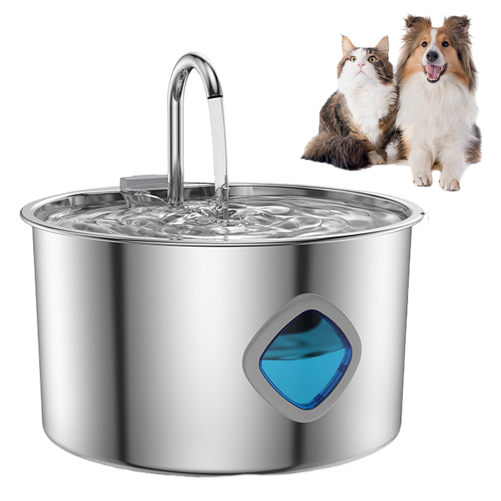 YIFAEUX Cat Water Fountain 3.2L/108oz Purify Water Fountain Stainless Steel Drinking Fountain with Silent Water Pump Healthy Living Water for Home Indoor Cats