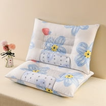 EazyTech Hotel-Grade Down Cervical Pillow Luxury Floral Bed Pillow for Back and Side Sleepers,Cotton Fabric Ultra Soft & Supportive Feather Core Pillow, White Duck Down Filled, 17x26in B