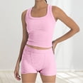thumbnail image 5 of WAYUTE Short Sets Women 2 Piece Outfits Casual Solid Color Stretchy Tank Top and High Waisted Shorts Sports Yoga Wokrout Outfits, 5 of 7