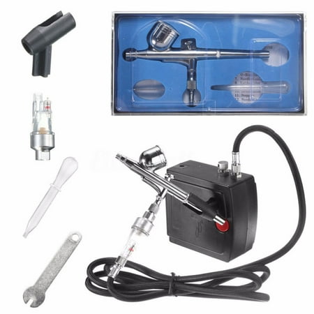 Zimtown Portable Makeup Mini Air Brushes Compressor Kit, Dual-Action Spray / Gun Paint Set, Tattoo Nail Art Craft Pating Machine, with w/ 1.8mm Hose and AC