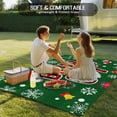 thumbnail image 4 of Green Christmas Outdoor Rug for Patio/Deck/Porch, Non-Slip Large Area Rug 5 x 8 Ft, Xmas Snowflakes Hat Trees Wreaths Cartoon Indoor Outdoor Rugs Washable Area Rugs, Camping Rug Carpet Runner, 4 of 8
