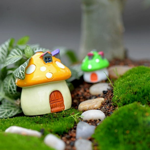 10x Casas de Setas de Resina en Miniatura Micro Landscape Craft DIY Decoración Multicolor XS / S / M XS amarillo Macarena Micro paisaje de la casa de hongos