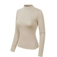 thumbnail image 3 of MixMatchy Women's Solid Tight Fit Lightweight Long Sleeves Mock Neck Top, 3 of 3