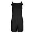 thumbnail image 4 of lcziwo Womens 2025 Casual Summer Rompers Eyelet Embroidery Knot Straps Shorts Jumpsuits Solid Color Overalls with Pockets Y2k Streetwear Prime By Hour, 4 of 7