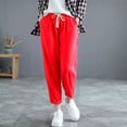 thumbnail image 1 of Pantalones casuales de algodón y lino para mujer, pantalones Hallen recortados, pantalones Radish, pantalones deportivos de lino de cintura holgada de color sólido de verano para mujer, 1 of 3