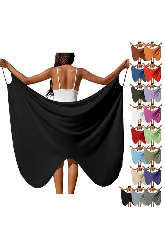 Sarong Cover-up Dress for Women Solid Color Spaghetti-strap Wrap Dresses with Waist and Sheer Draped for Summer Beach Vacation, Size S-5XL