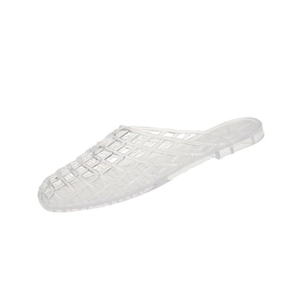 Clear Jelly Shoes for Women Slip on Jelly Mesh Slides Comfortable Closed Toe Flats Sandals Summer Beach Slippers, 40