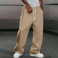 thumbnail image 6 of Men's Wide Leg Sweatpants Baggy Casual Drawstring Waist Joggers Lounge Sweat Pants with Pockets Khaki 2XL, 6 of 6