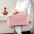 thumbnail image 5 of bolsa de maquillaje de gran capacidad, bolsa de almacenamiento de maquillaje de viaje con asa, cremallera portátil (rosa), 5 of 5