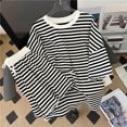 thumbnail image 4 of Joernso Women T-Shirt Shorts Suit Summer Striped Short Sleeves Round Neck Loose Elastic Waist Ladies Casual Tee Short Pants Suit Sports Wear, 4 of 7
