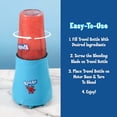 thumbnail image 4 of Nostalgia Kool-Aid Slush 'N Go licuadora personal para batidos, granizados, batidos y mezclas de frutas, incluye dos botellas de viaje de 15 onzas, tapa de taza y pajita reutilizable, azul, 4 of 5