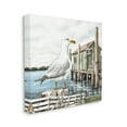 thumbnail image 3 of Coastal Seagull Perched Dock Marina Animals & Insects Painting Gallery Wrapped Canvas Print Wall Art, 3 of 7