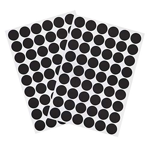 VictorsHome Autocollants Adhésifs pour Trous de Vis, Capuchons en PVC Anti-Poussière pour Meubles en Bois 21mm 2 Feuilles/108 Pcs Noir