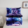 thumbnail image 5 of Manfei Cute Kawaii Dragon Animals Queen Comforter Set,Fantasy Starry Sky Comforter Sets Queen,Blue Pink,Black Reversible,3-Piece,1 Comforter and 2 Pillowcases, 5 of 7