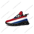 thumbnail image 1 of Zapatillas deportivas planas con bandera holandesa para hombre y mujer, de Aaron Sports, con cordones y malla, hechas a medida en negro., 1 of 6