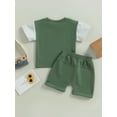 thumbnail image 5 of Toddler Baby Boy Summer Clothes 3M 6M 12M 18M 24M 3Y Contrast Color Letter T Shirt Top with Pocket Shorts Cute Newborn Outfits, 5 of 10